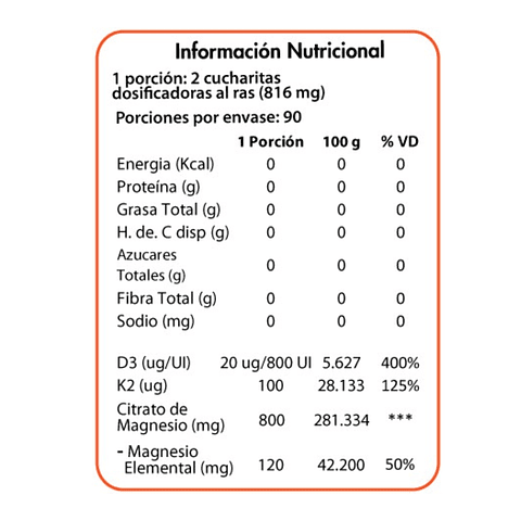 Vitamina D3 + K2 + Citrato de Magnesio