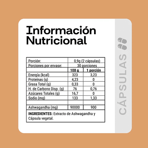 Ashwagandha 60 cápsulas