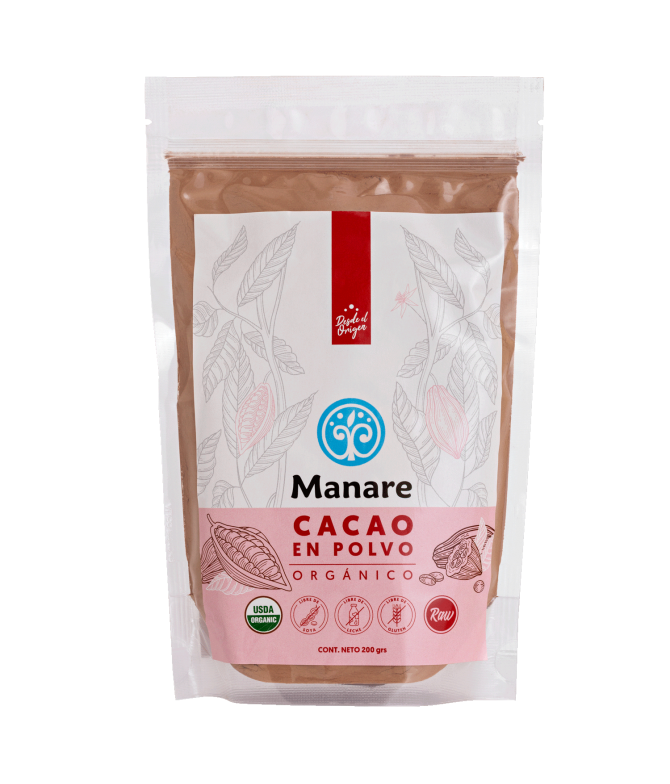 Cacao Orgánico en Polvo 200 g Manare
