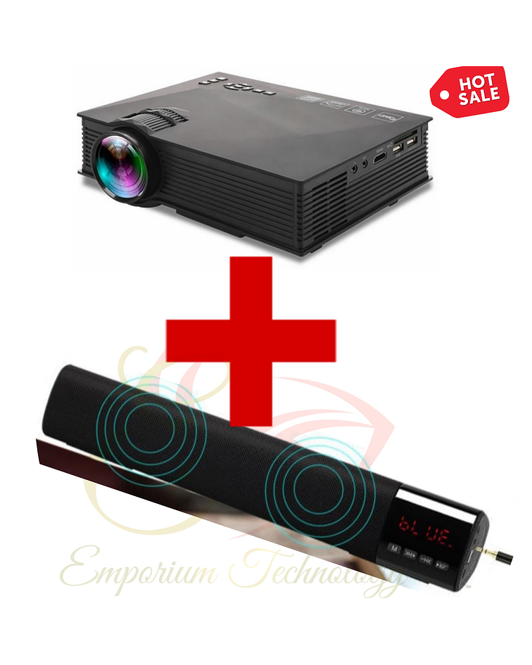 Combo Proyector LED 1200 Lummens Wifi +Barra de sonido 40cms 