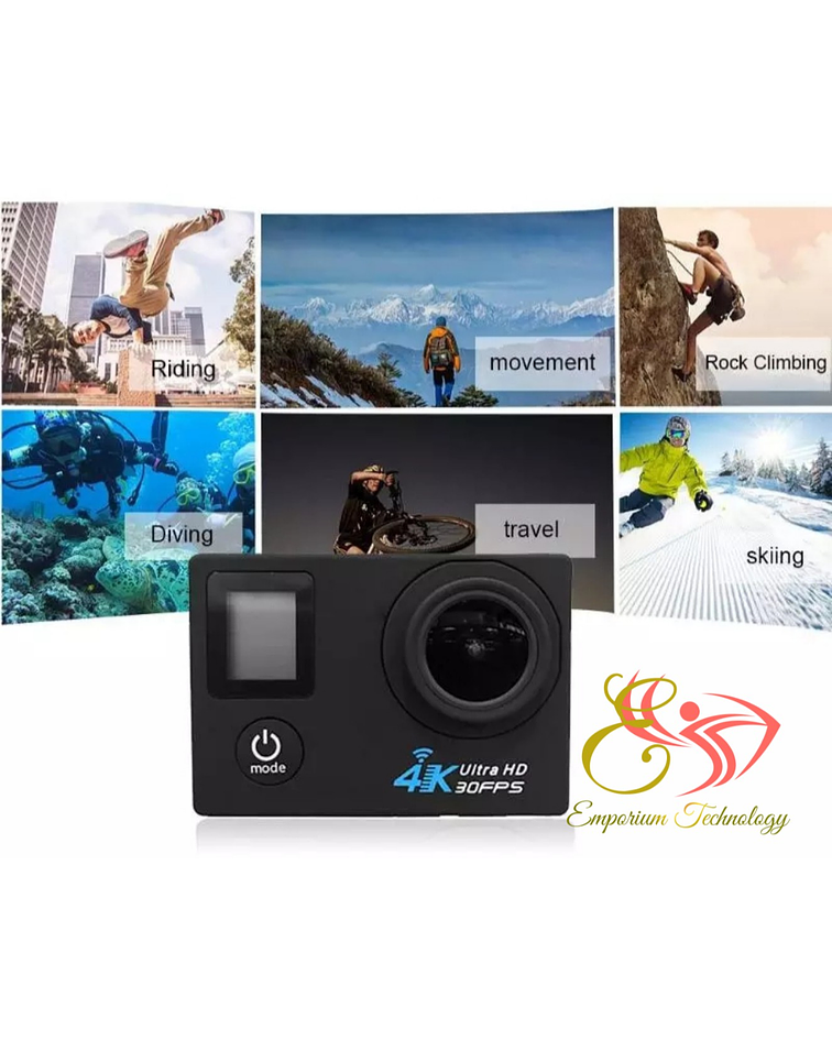 Camara 4k WiFi doble pantalla + control remoto + SD de 32gb