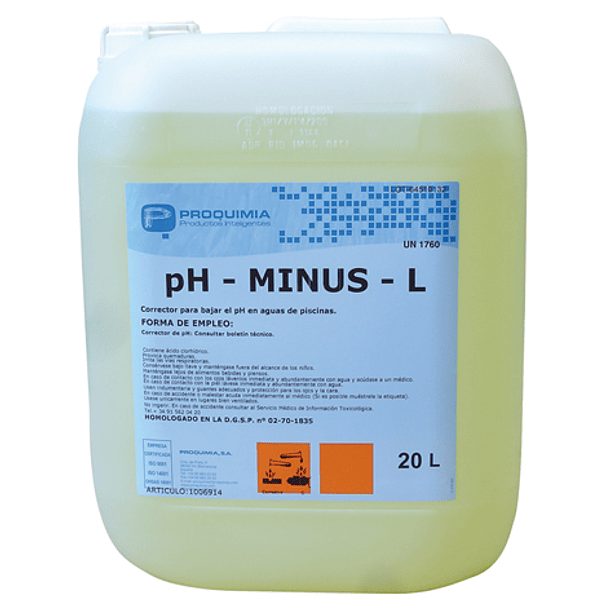 BAJA PH PISCINAS- PH MINUS - L 20 LT 