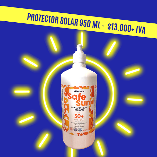 BLOQUEADOR SOLAR SAFE SUN FPS 50+  950ML 