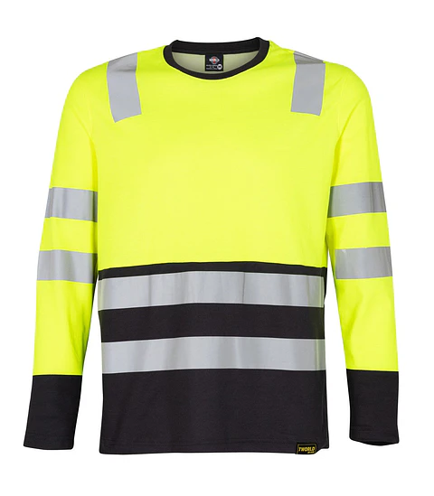 Polera Hibrida Hi-Vis Bi Color Manga Larga Hombre