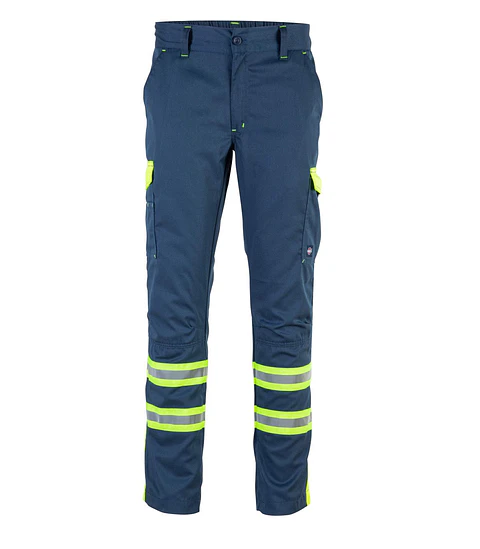 Pantalón Cargo Gabardina Bi-Color Con Cinta Reflectante Hombre