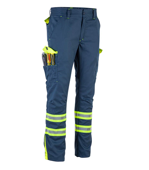 Pantalón Cargo Gabardina Bi-Color Con Cinta Reflectante Hombre