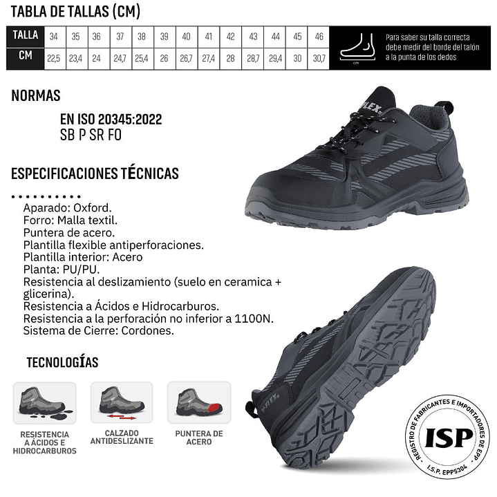 Zapato V-Flex V39 Anti Perforación Negro 9