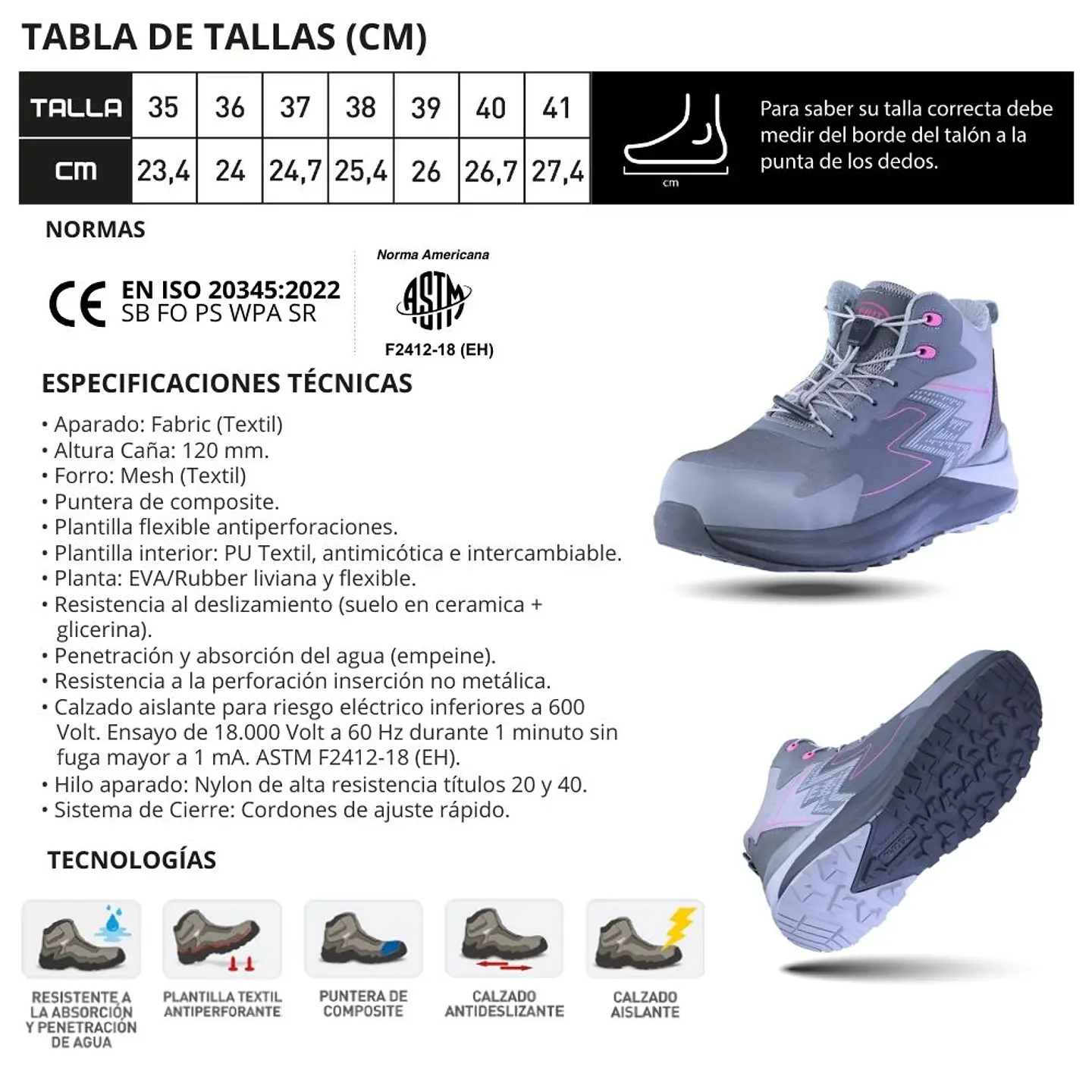 Botín V-Flex V87 Evalight Gris Mujer 7