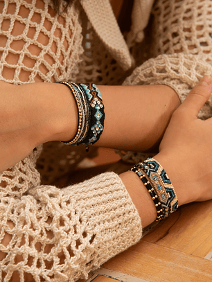 Wayuu Skinny Bracelet - Blue Beach