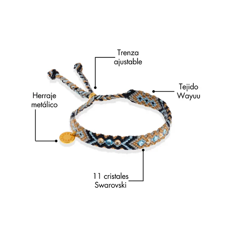 Wayuu Skinny Bracelet - Blue Beach 3