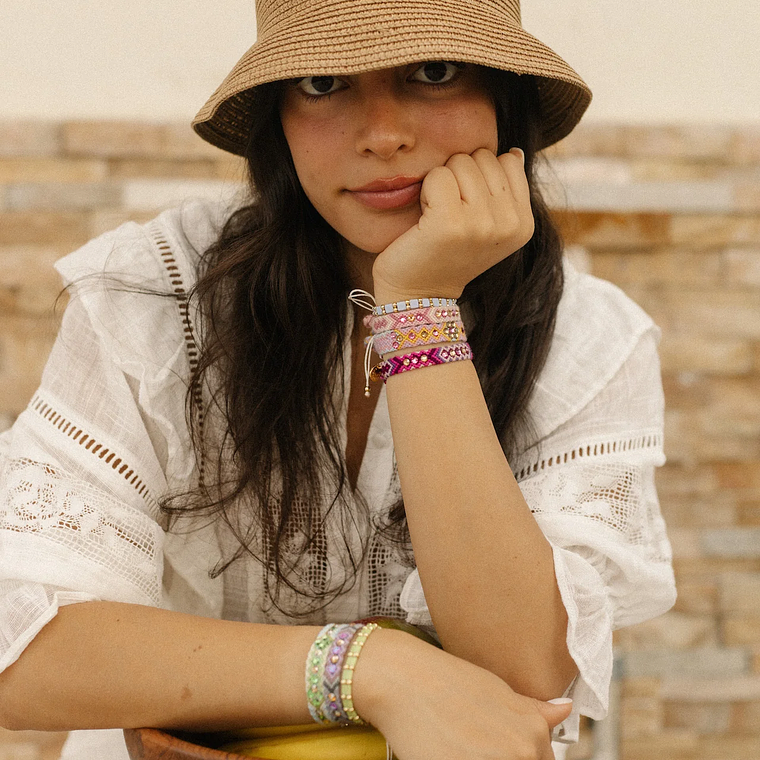 Wayuu Skinny Bracelet - Desert Rose 3