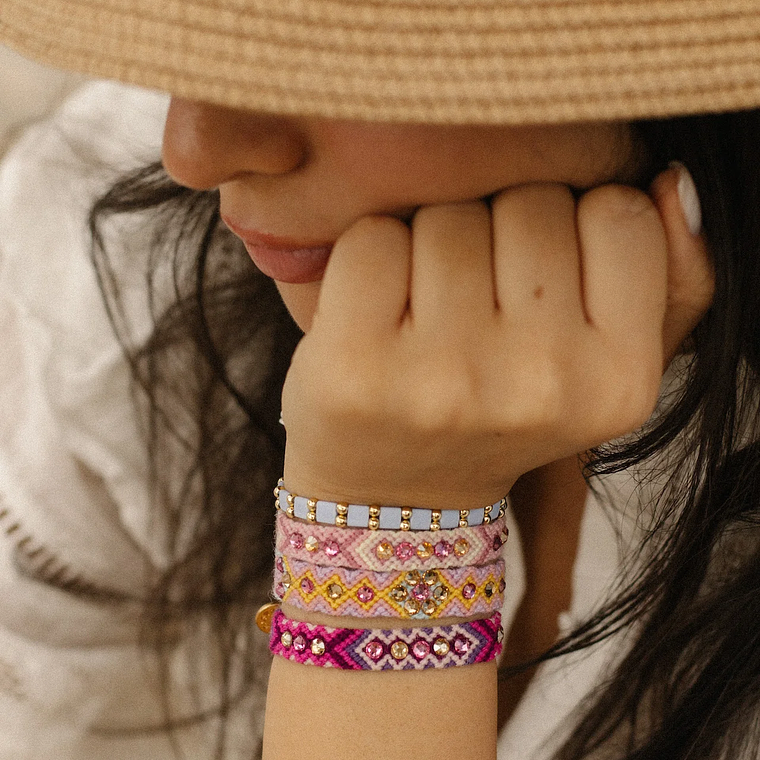Wayuu Skinny Bracelet - Desert Rose 2