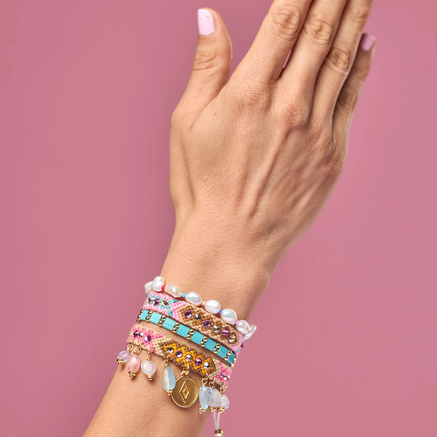 Wayuu Skinny Bracelet - Barbie Pink 4