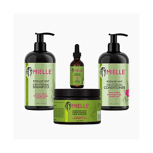 Mielle Shampoo 355ml + Acondicionador 355ml + Mascarilla 340g + Gotas 59ml fortalecedor de menta y romero Envio Gratis