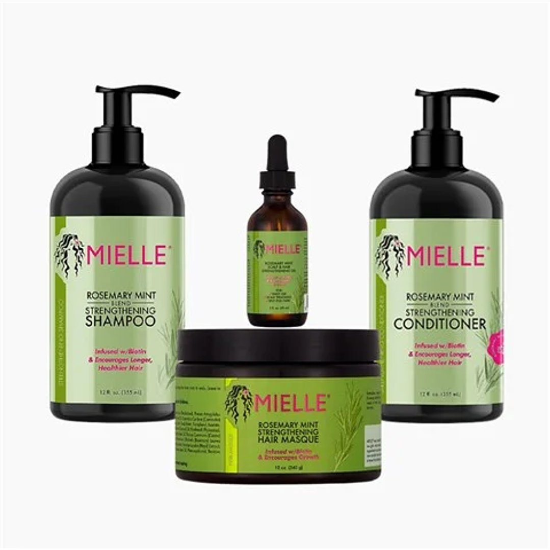 Mielle Shampoo 355ml + Acondicionador 355ml + Mascarilla 340g + Gotas 59ml fortalecedor de menta y romero Envio Gratis 1