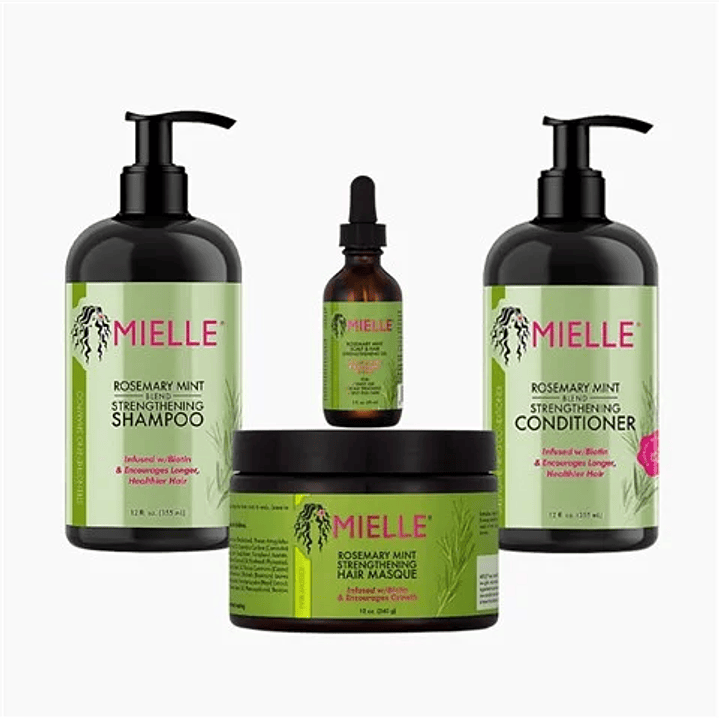Mielle Shampoo 355ml + Acondicionador 355ml + Mascarilla 340g + Gotas 59ml fortalecedor de menta y romero Envio Gratis 1