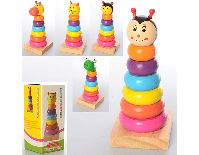 Juego didáctico torre de madera para niños