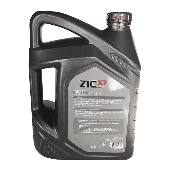 Aceite X7 5W 30 Full Sintetico 6 Litros Zic