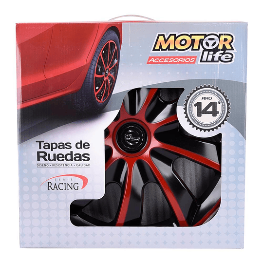 Set Tapas De Rueda Rojo Negro Aro 14 ML