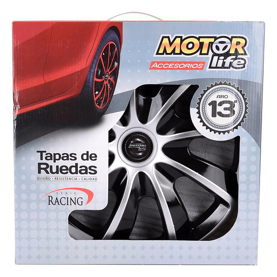 Set Tapas De Rueda Gris Negro Aro 13 ML