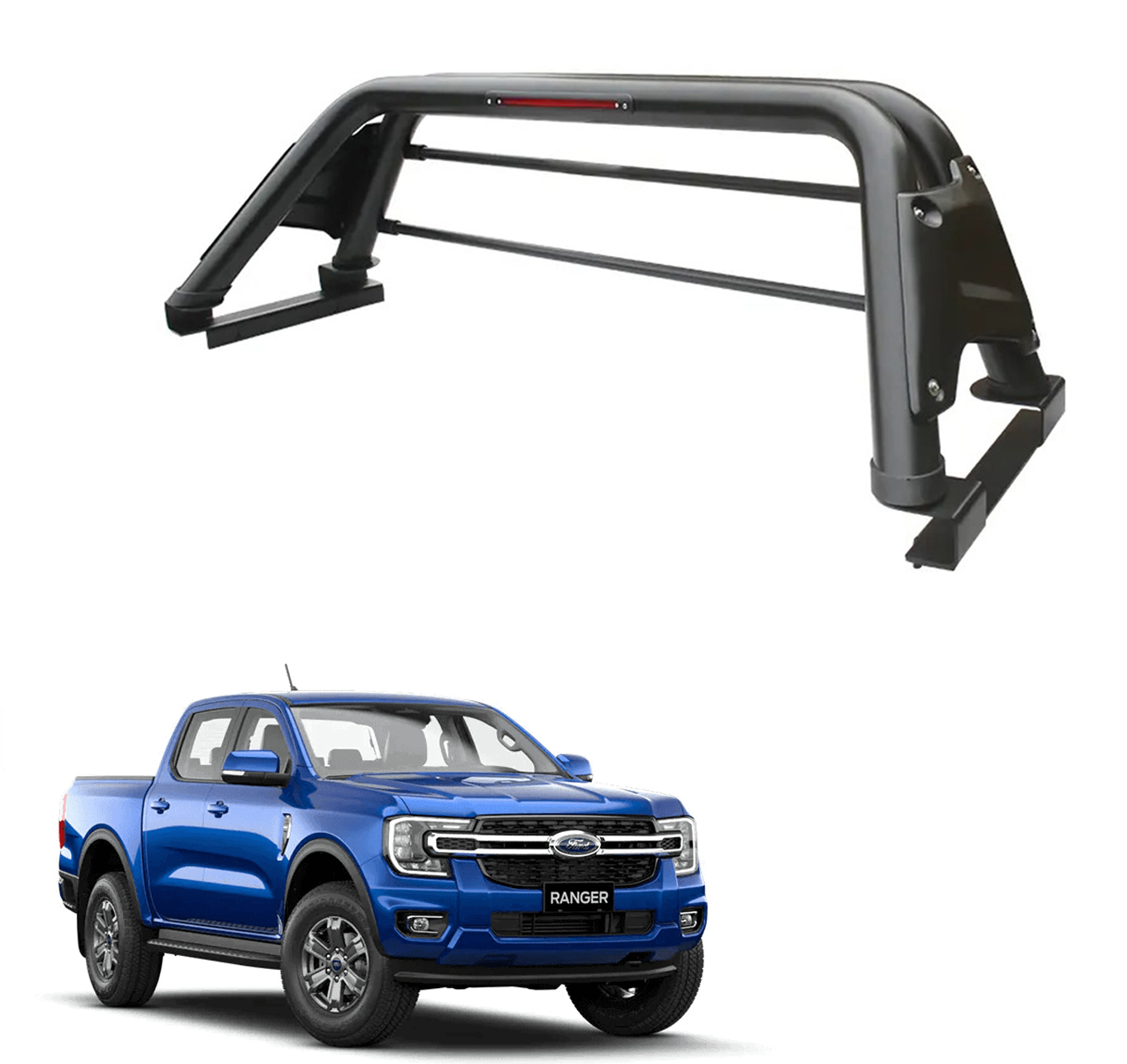 Barra sobre riel "Elegance" Bepo Ford Ranger XL/XLS/Raptor - Negra 2013-2024
