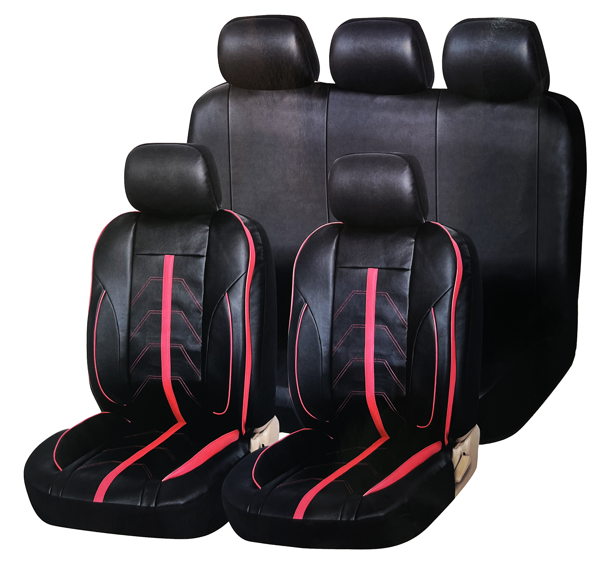 Funda Cubre Asiento Auto Universal Eco Cuero Rojo