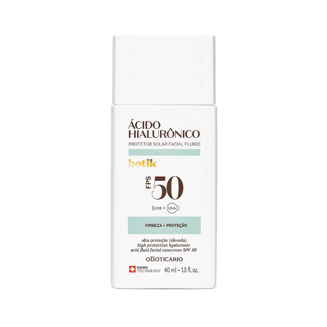 Protetor Solar Facial Fluido FPS 50 Botik Ácido Hialurónico 40ml 1