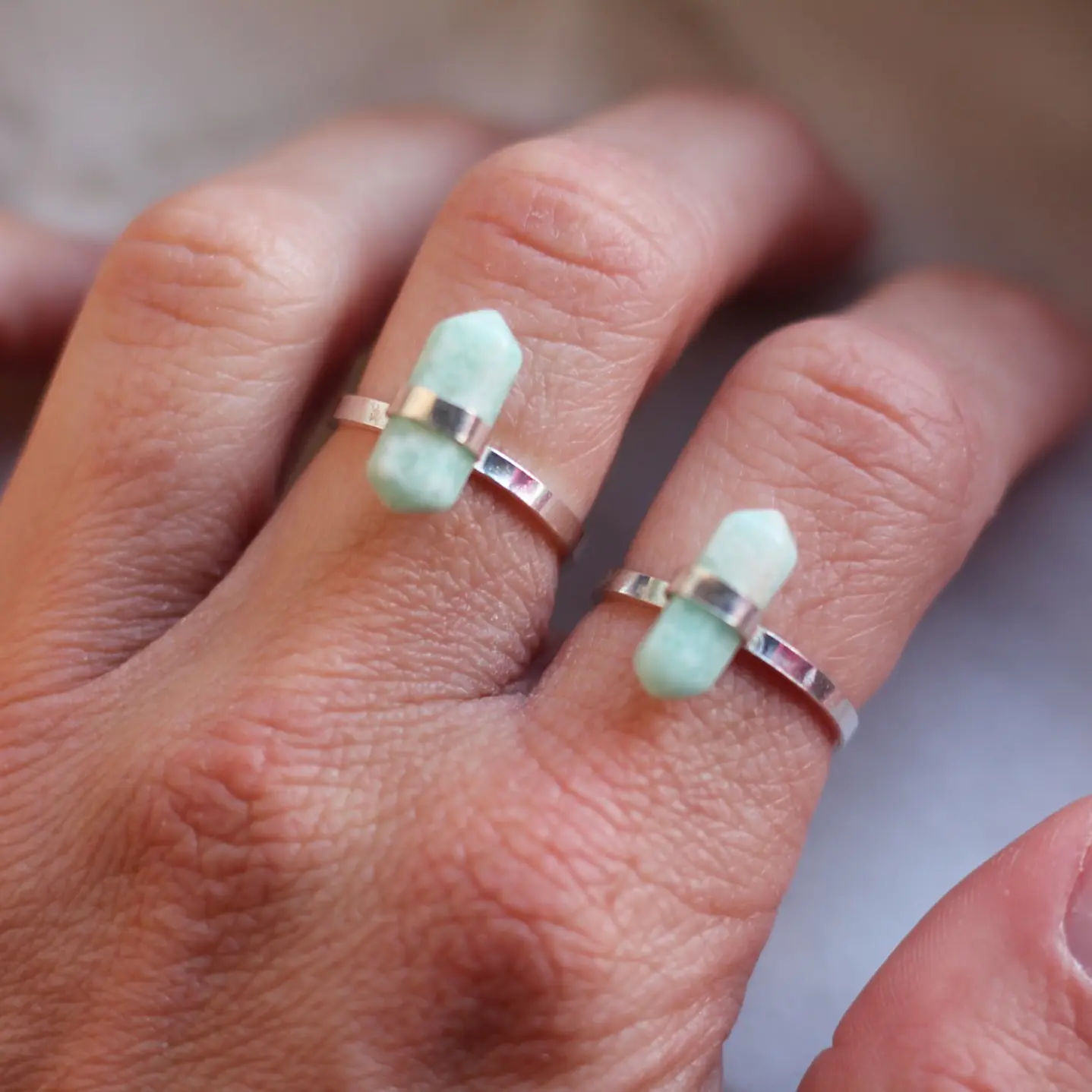 Anel amazonita prata 925 1