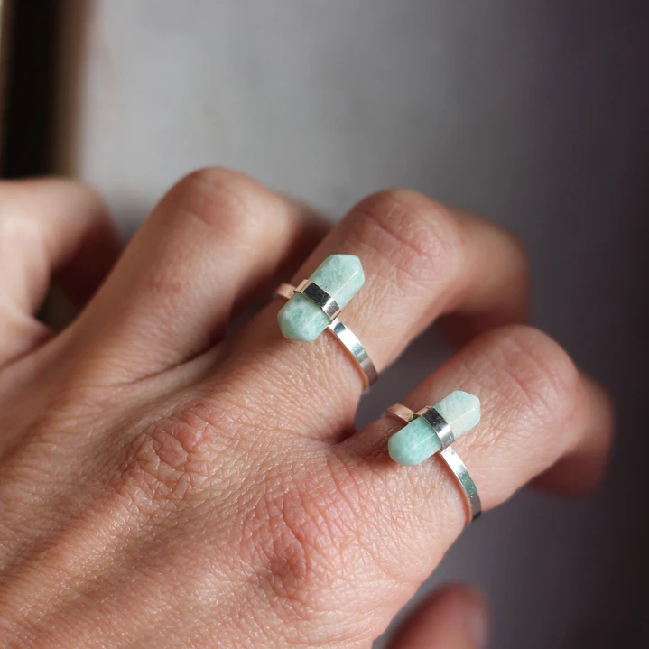 Anel amazonita prata 925 3