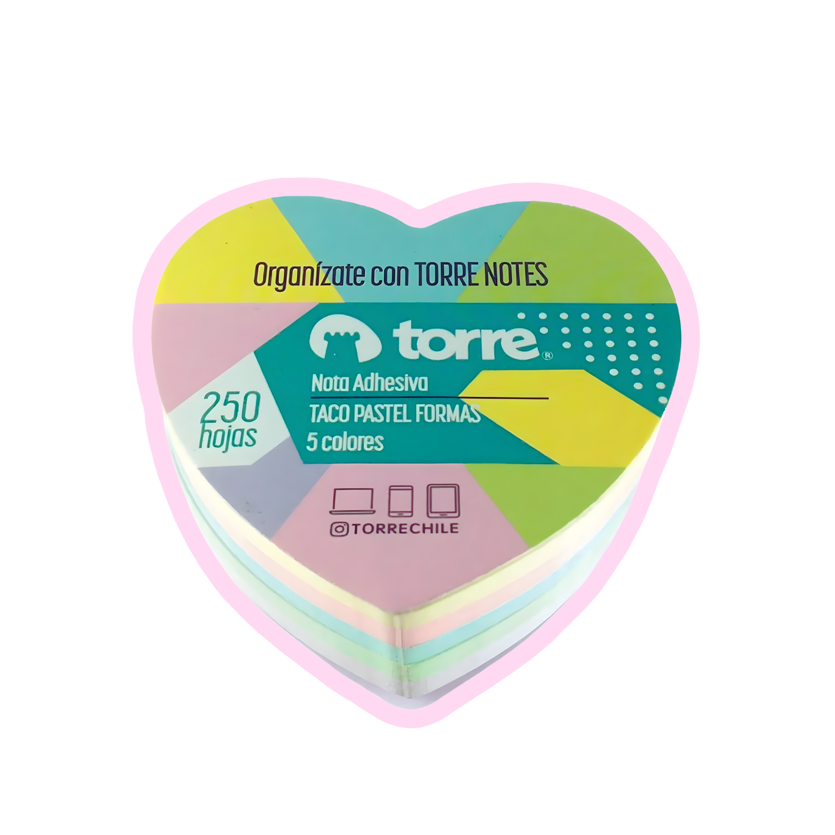 Post it corazón pastel 5 colores 1