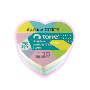 Post it corazón pastel 5 colores