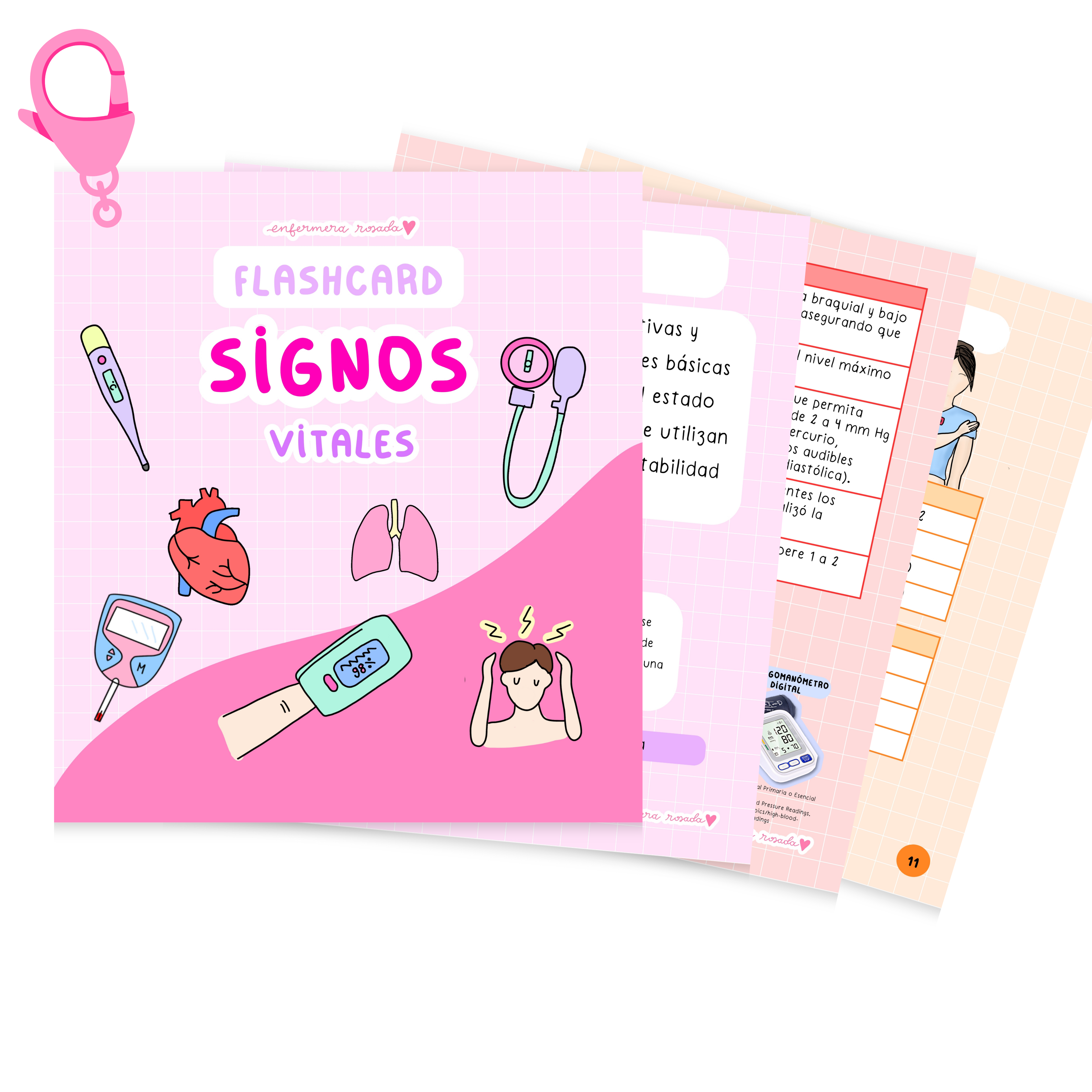 Flashcards Signos Vitales — libreta de bolsillo para estudiantes de enfermería | Enfermera Rosada (1)