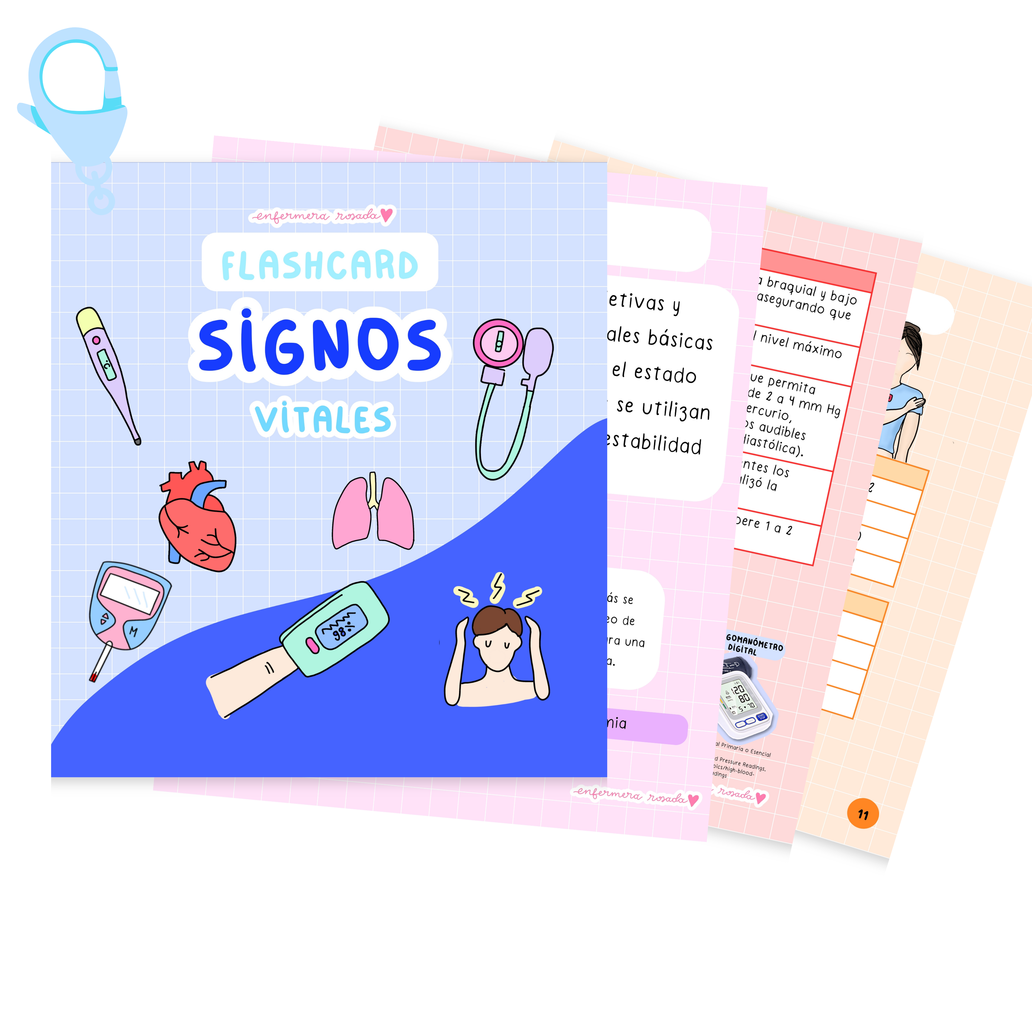 Flashcards Signos Vitales — libreta de bolsillo para estudiantes de enfermería | Enfermera Rosada (2)