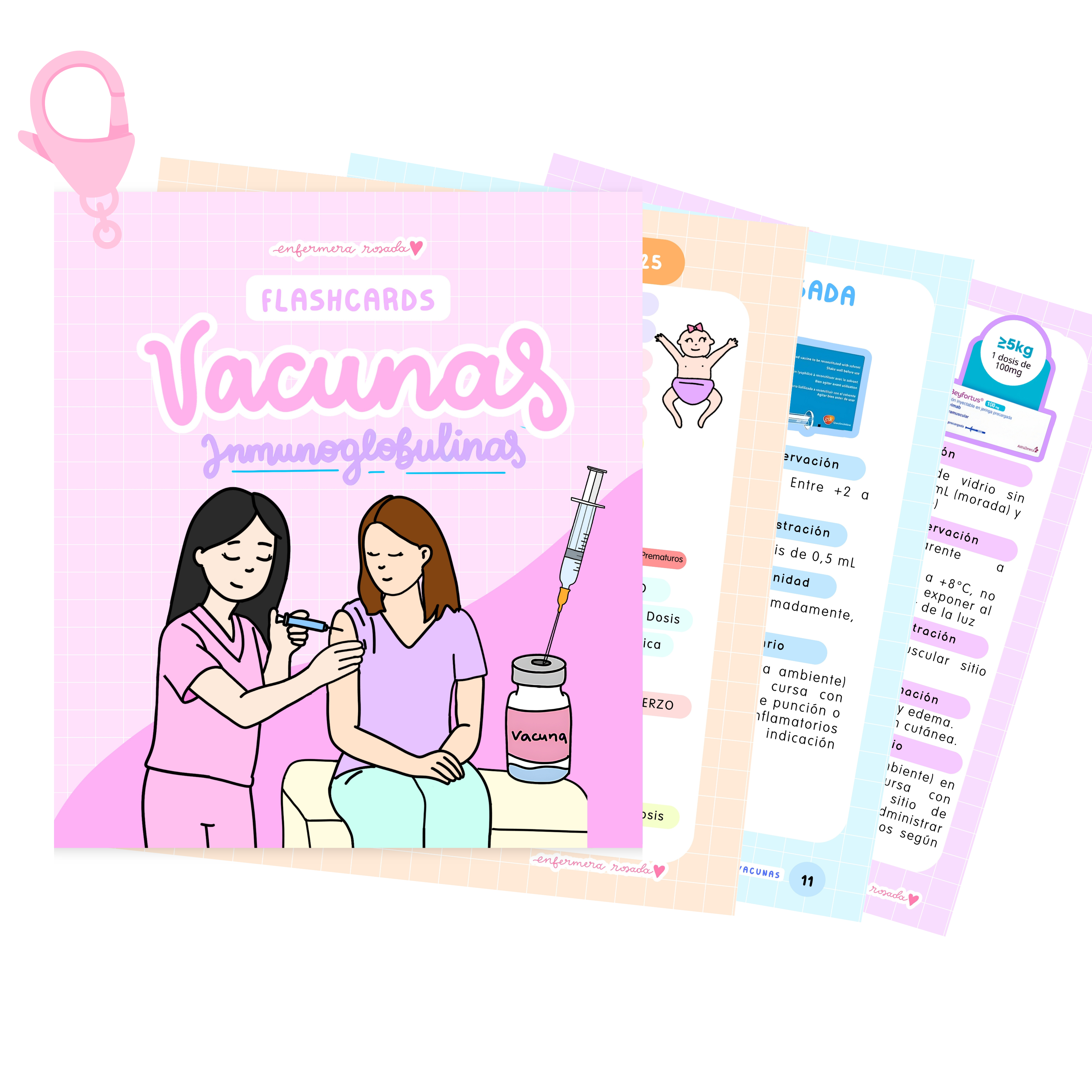 Flashcards Vacunas — libreta de bolsillo para estudiantes de enfermería | Enfermera Rosada (1)