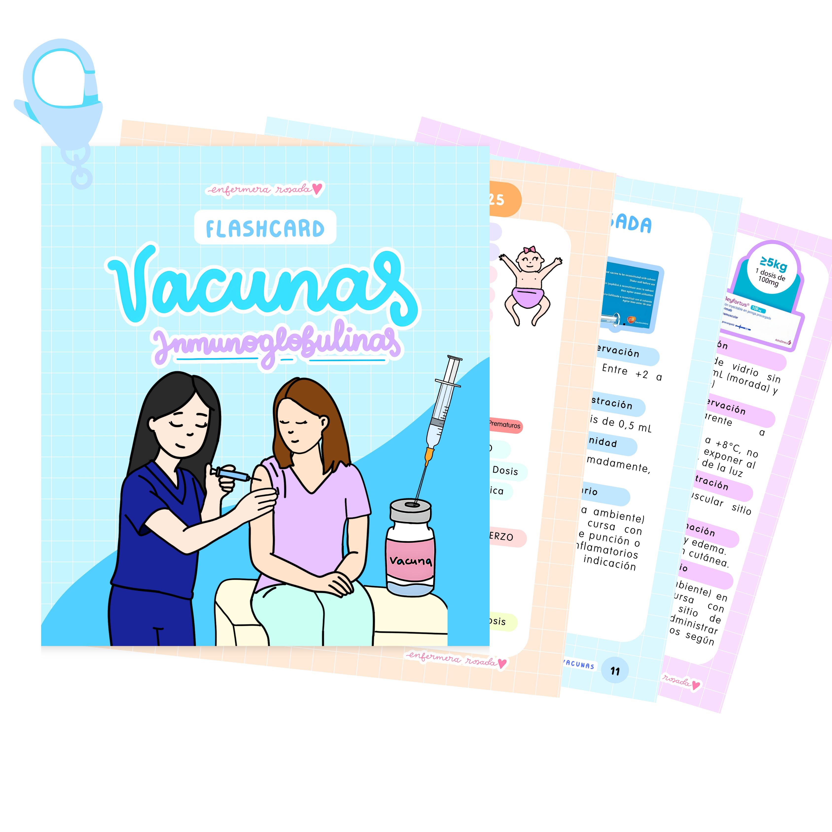 Flashcards Vacunas — libreta de bolsillo para estudiantes de enfermería | Enfermera Rosada (2)