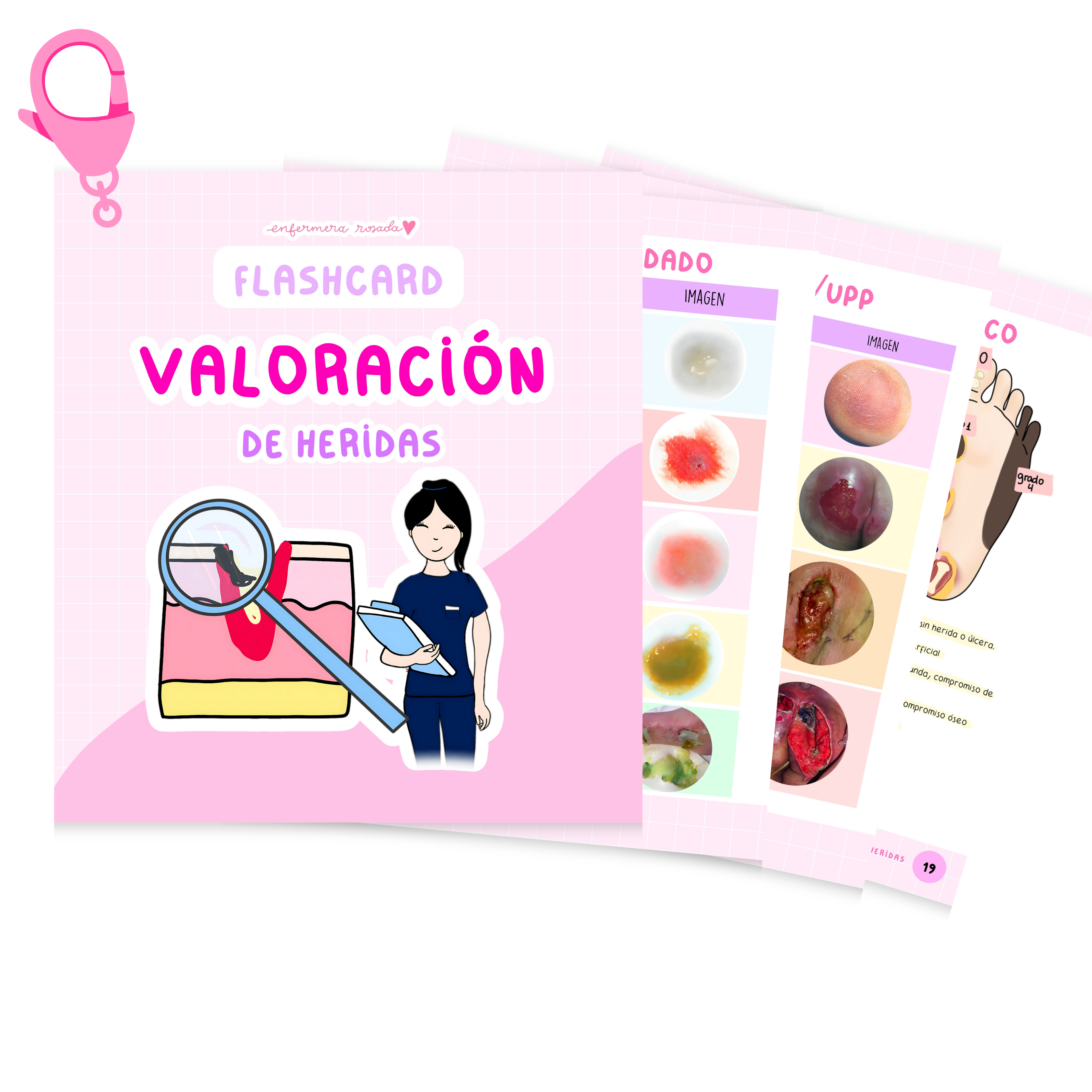 Flashcards Valoración de Heridas — libreta de bolsillo para estudiantes de enfermería | Enfermera Rosada (1)
