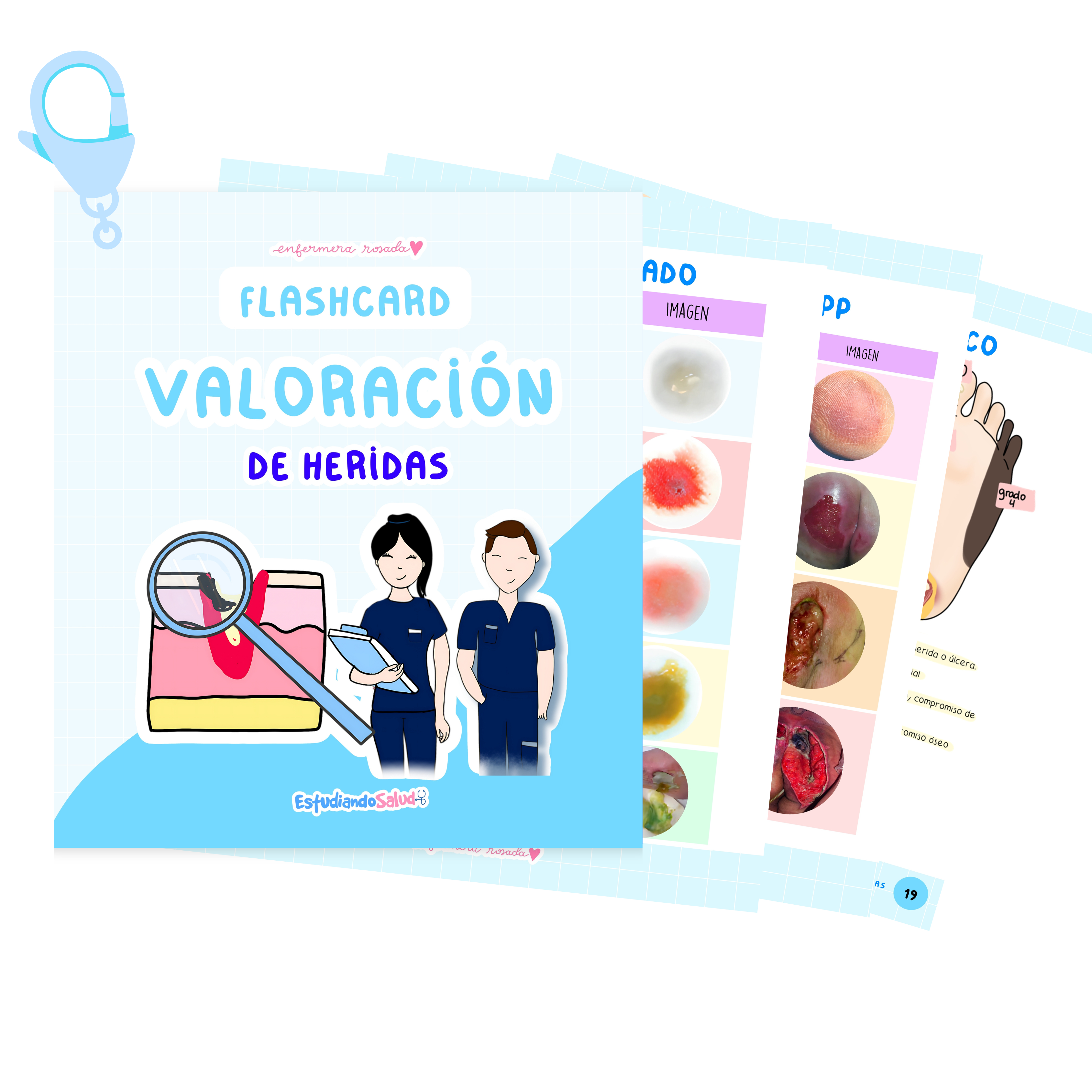 Flashcards Valoración de Heridas — libreta de bolsillo para estudiantes de enfermería | Enfermera Rosada (2)
