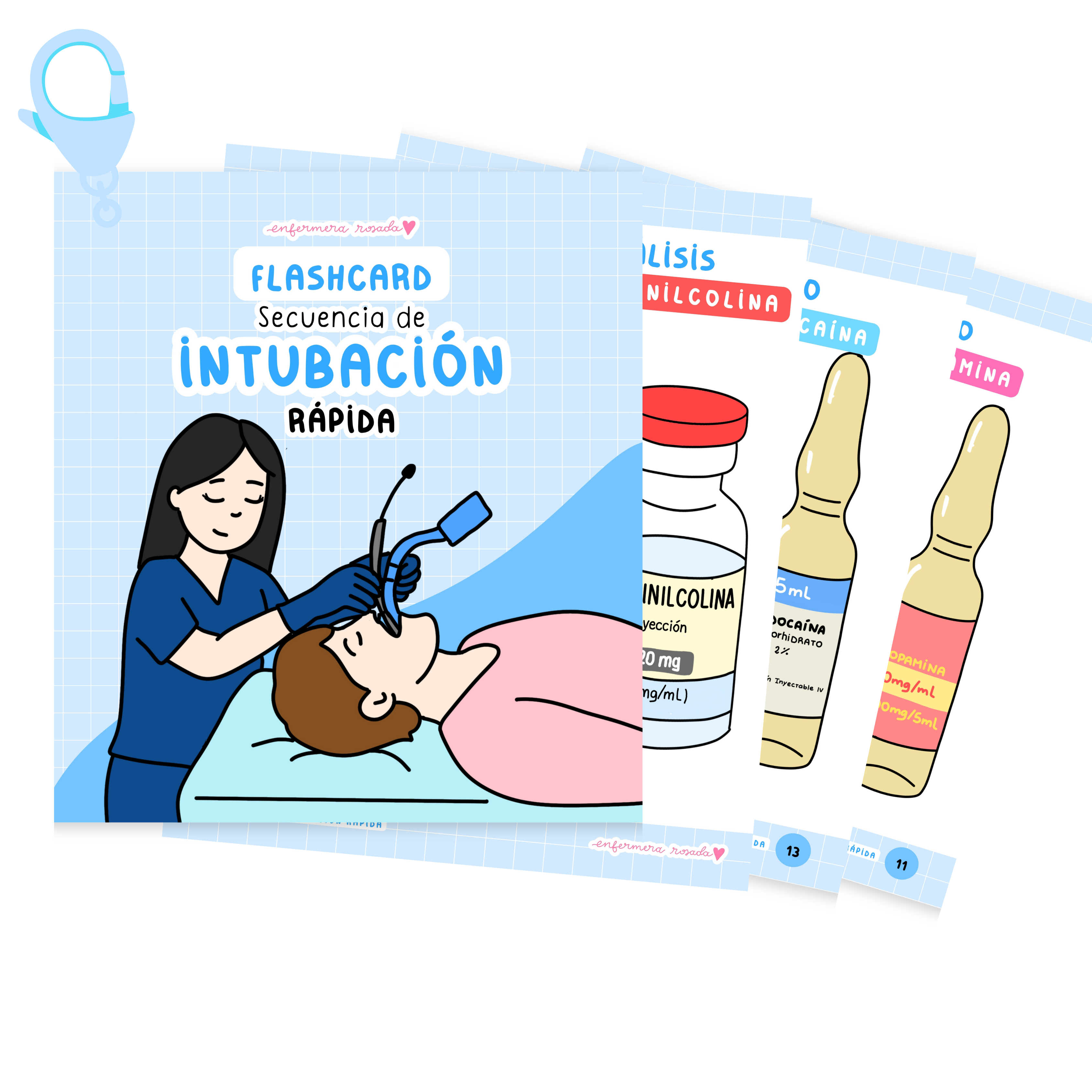 Flashcards Secuencia de Intubación Rápida — libreta de bolsillo para estudiantes de enfermería | Enfermera Rosada (2)