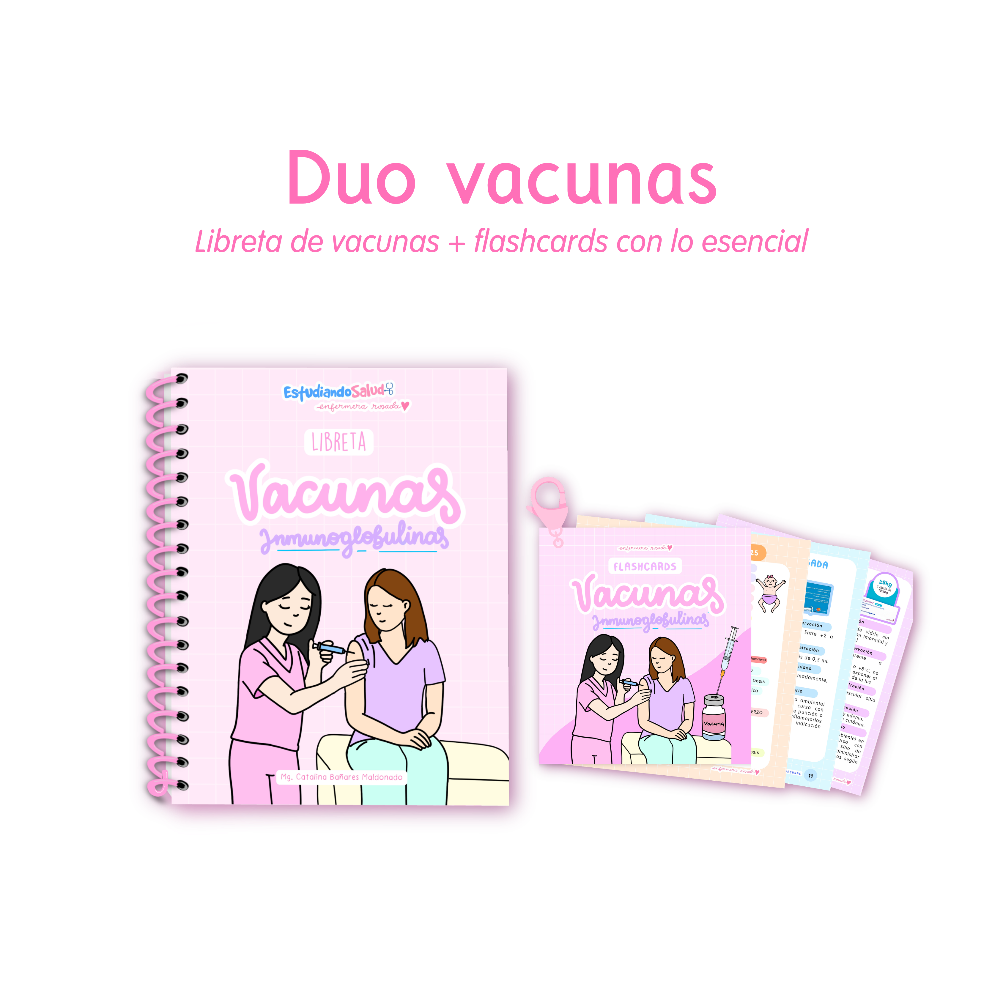 Dúo Vacunas — libreta de bolsillo para estudiantes de enfermería | Enfermera Rosada (1)
