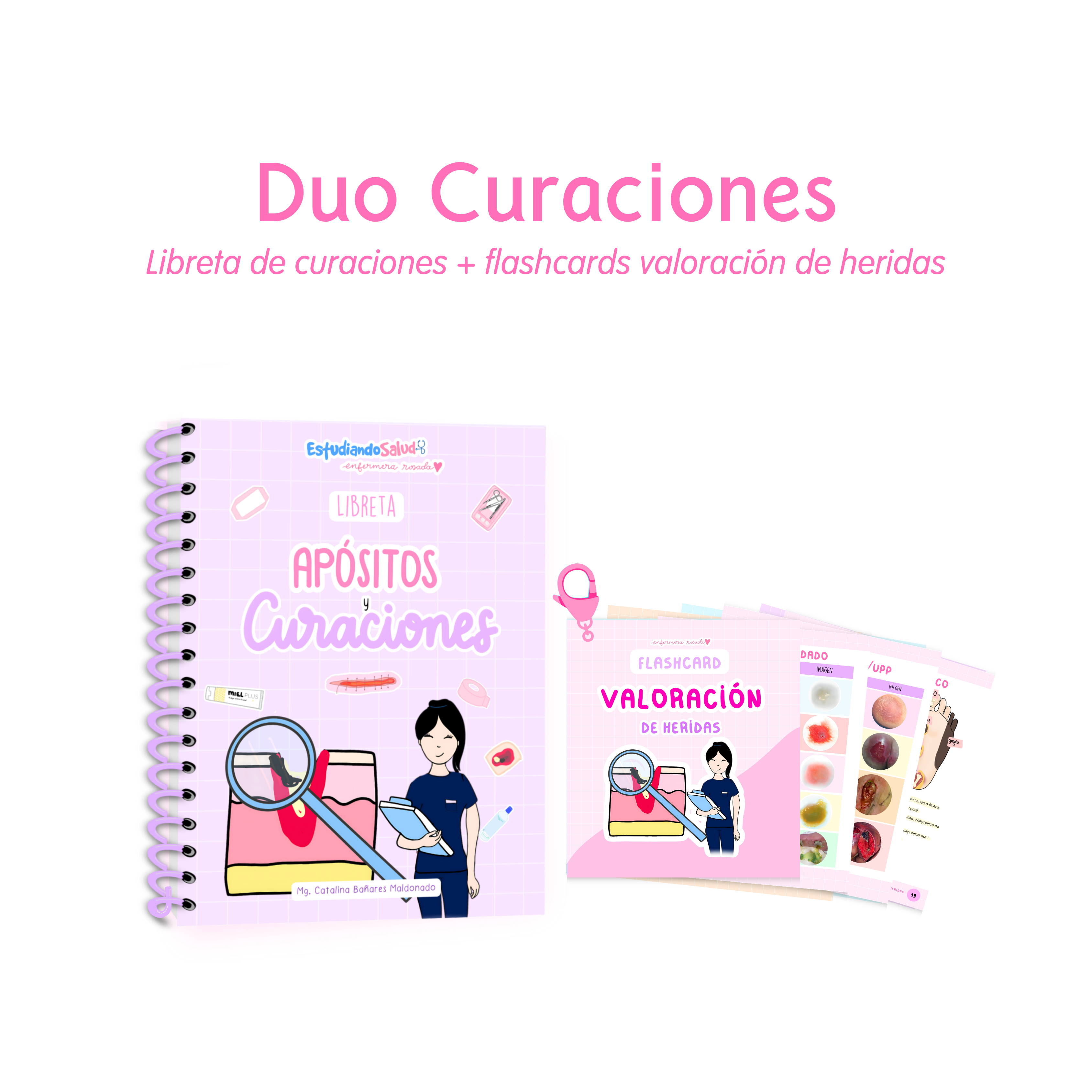 Dúo Curaciones — libreta de bolsillo para estudiantes de enfermería | Enfermera Rosada (1)