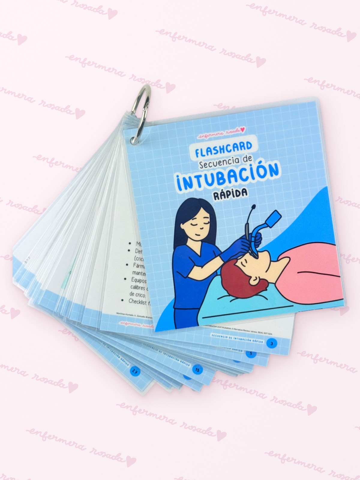 Flashcards Secuencia de Intubación Rápida — libreta de bolsillo para estudiantes de enfermería | Enfermera Rosada (2)