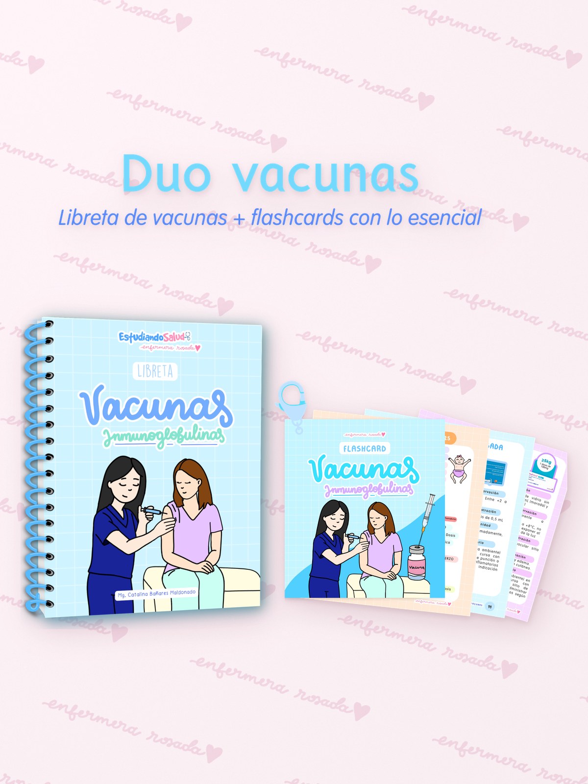 Dúo Vacunas — libreta de bolsillo para estudiantes de enfermería | Enfermera Rosada (2)