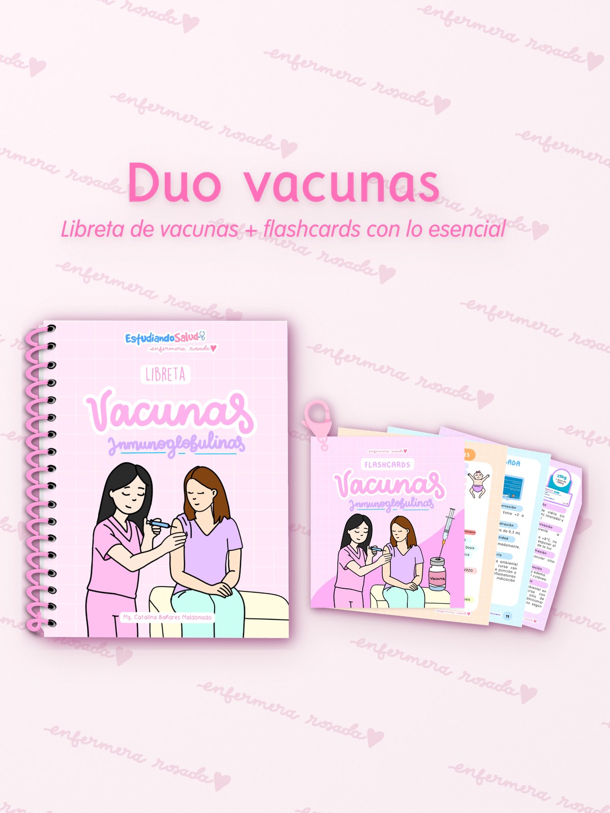 Dúo Vacunas — libreta de bolsillo para estudiantes de enfermería | Enfermera Rosada (1)