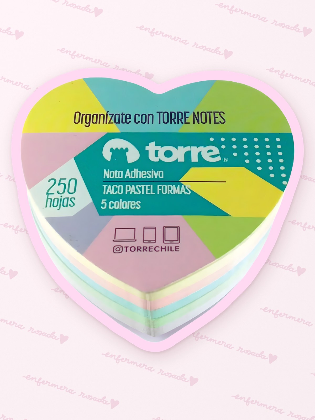 Post-it Corazón Pastel 5 Colores — libreta de bolsillo para estudiantes de enfermería | Enfermera Rosada (1)