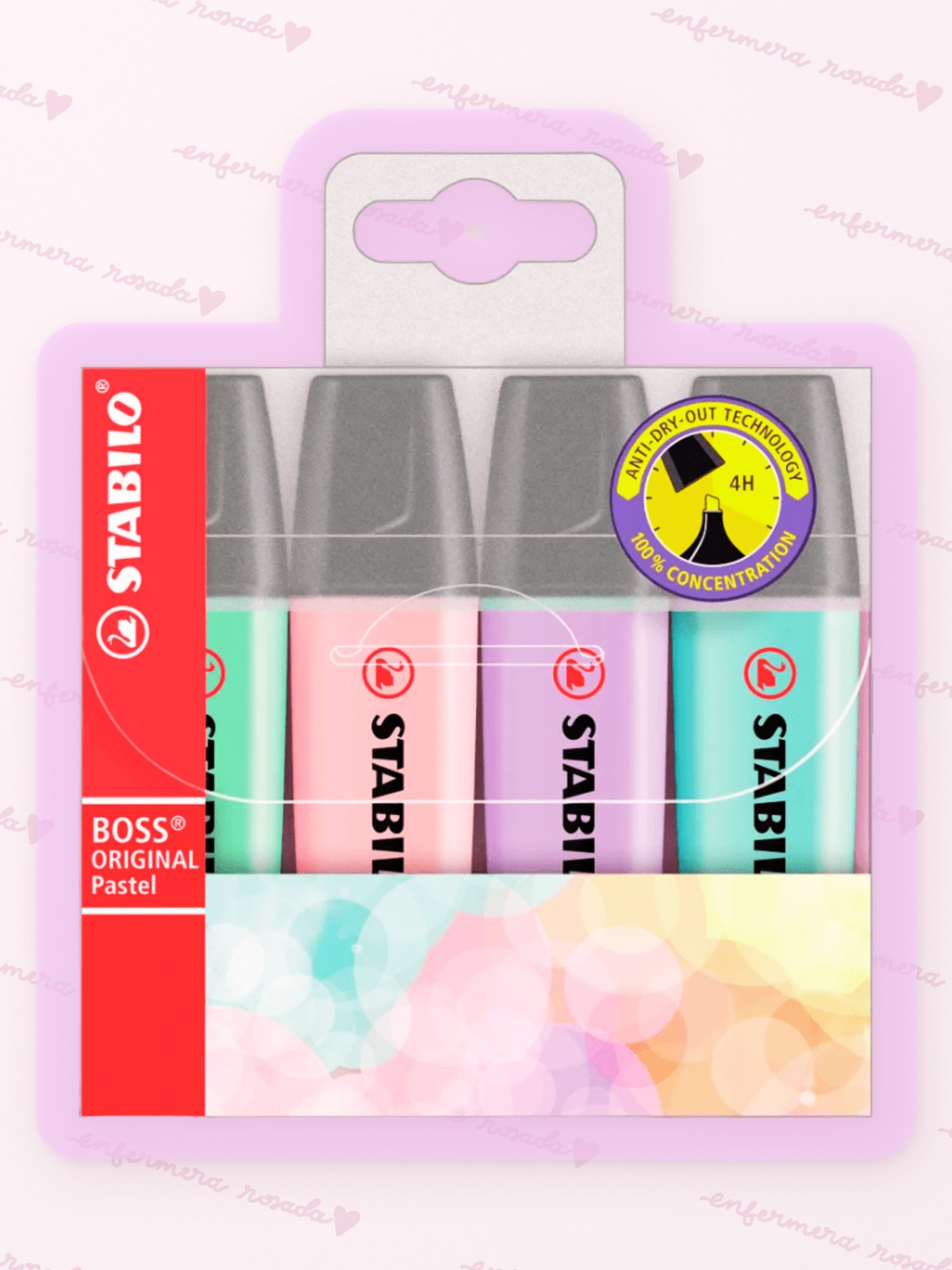 Set 4 Destacadores Stabilo Pastel — libreta de bolsillo para estudiantes de enfermería | Enfermera Rosada (1)