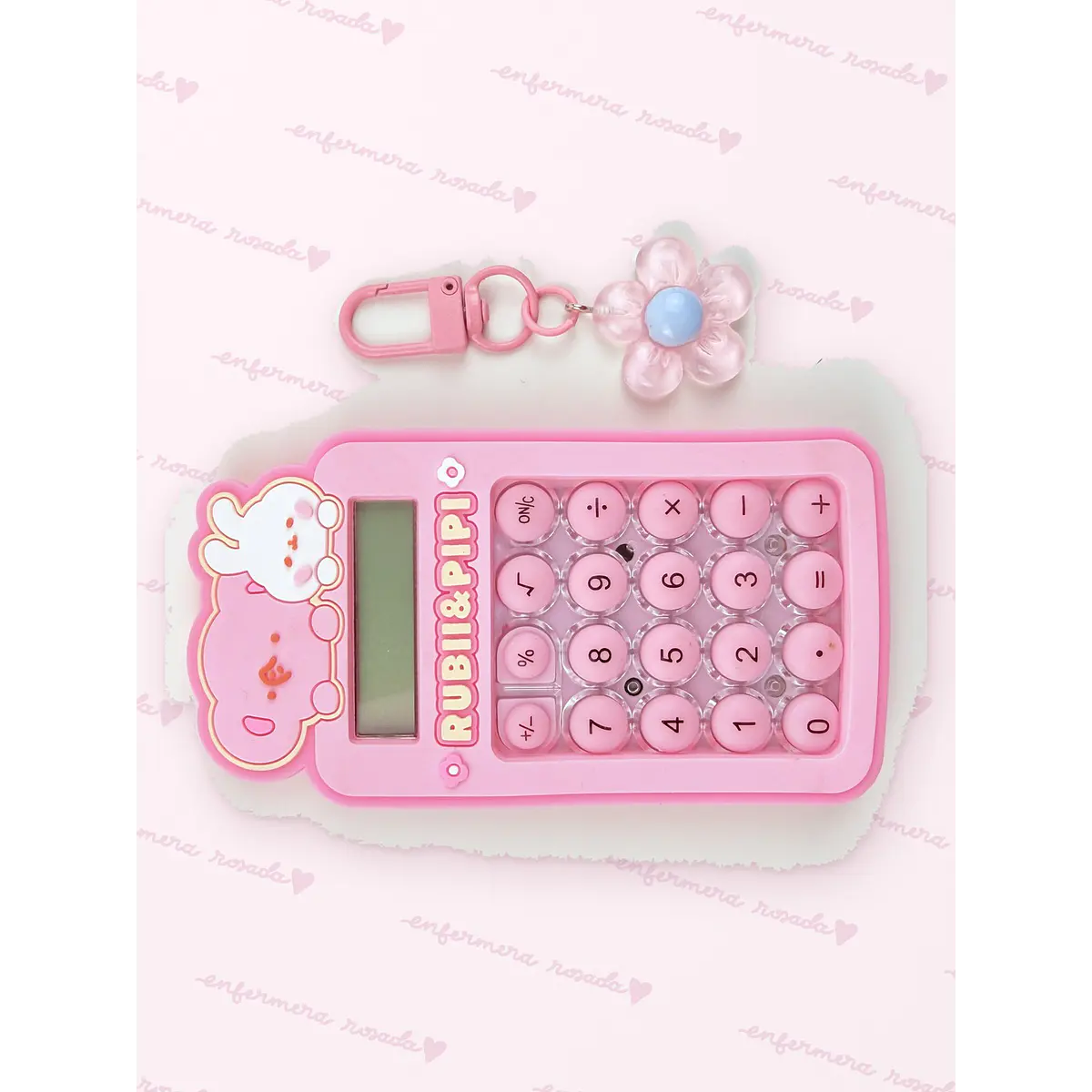 Calculadora Conejita y estrellita con llavero ⭐ — libreta de bolsillo para estudiantes de enfermería | Enfermera Rosada (2)