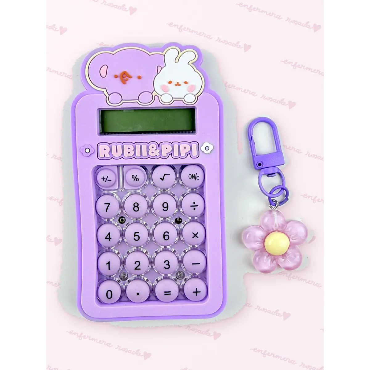Calculadora Conejita y estrellita con llavero ⭐ — libreta de bolsillo para estudiantes de enfermería | Enfermera Rosada (3)