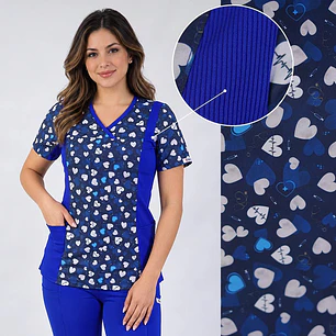 Delantal Fusión Antifluidos Estampado Mujer Azul Rey — libreta de bolsillo para estudiantes de enfermería | Enfermera Rosada