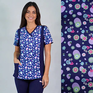 Delantal Fusión Antifluidos Estampado Mujer Azul Marino — libreta de bolsillo para estudiantes de enfermería | Enfermera Rosada
