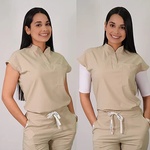 Delantal Antifluidos Mujer Amapola Beige — libreta de bolsillo para estudiantes de enfermería | Enfermera Rosada